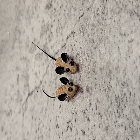 Vintage Other - set of 2 vintage tiny mini wooden mice figurines